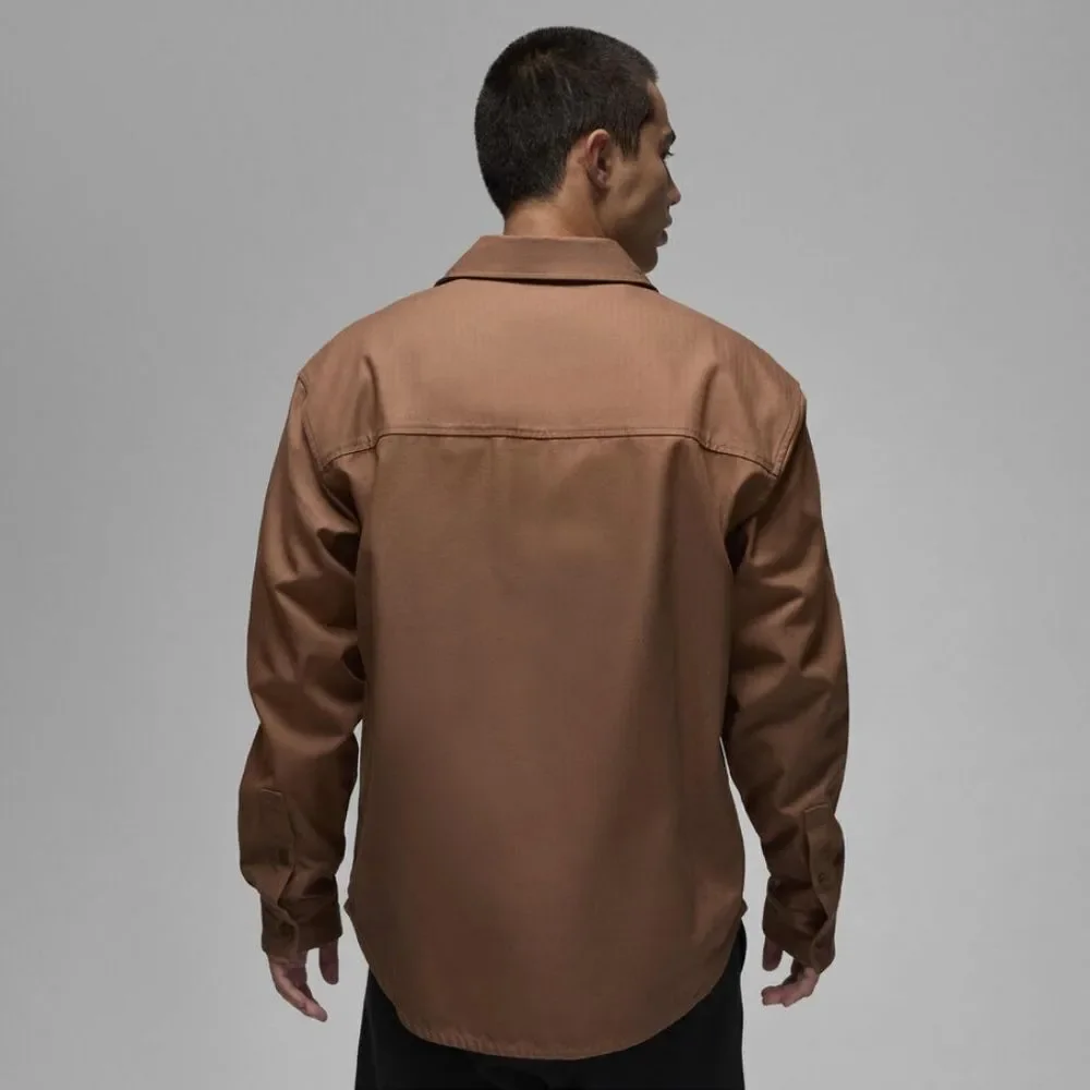 Air Jordan Essentials Button Down Shirt Brown Long Sleeve FV7446-223 Large L New